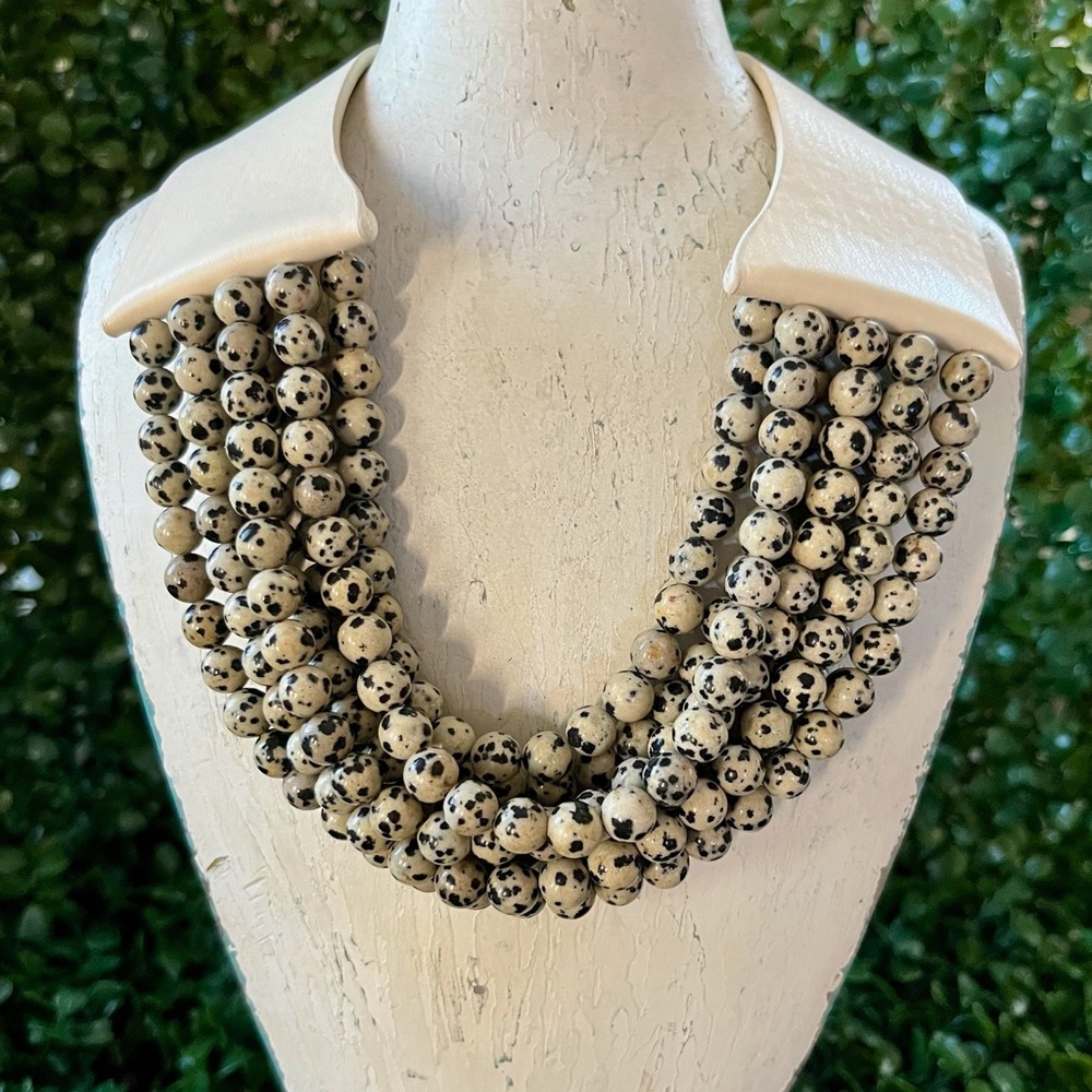 Elegant Dalmatian Jasper Beaded Necklace